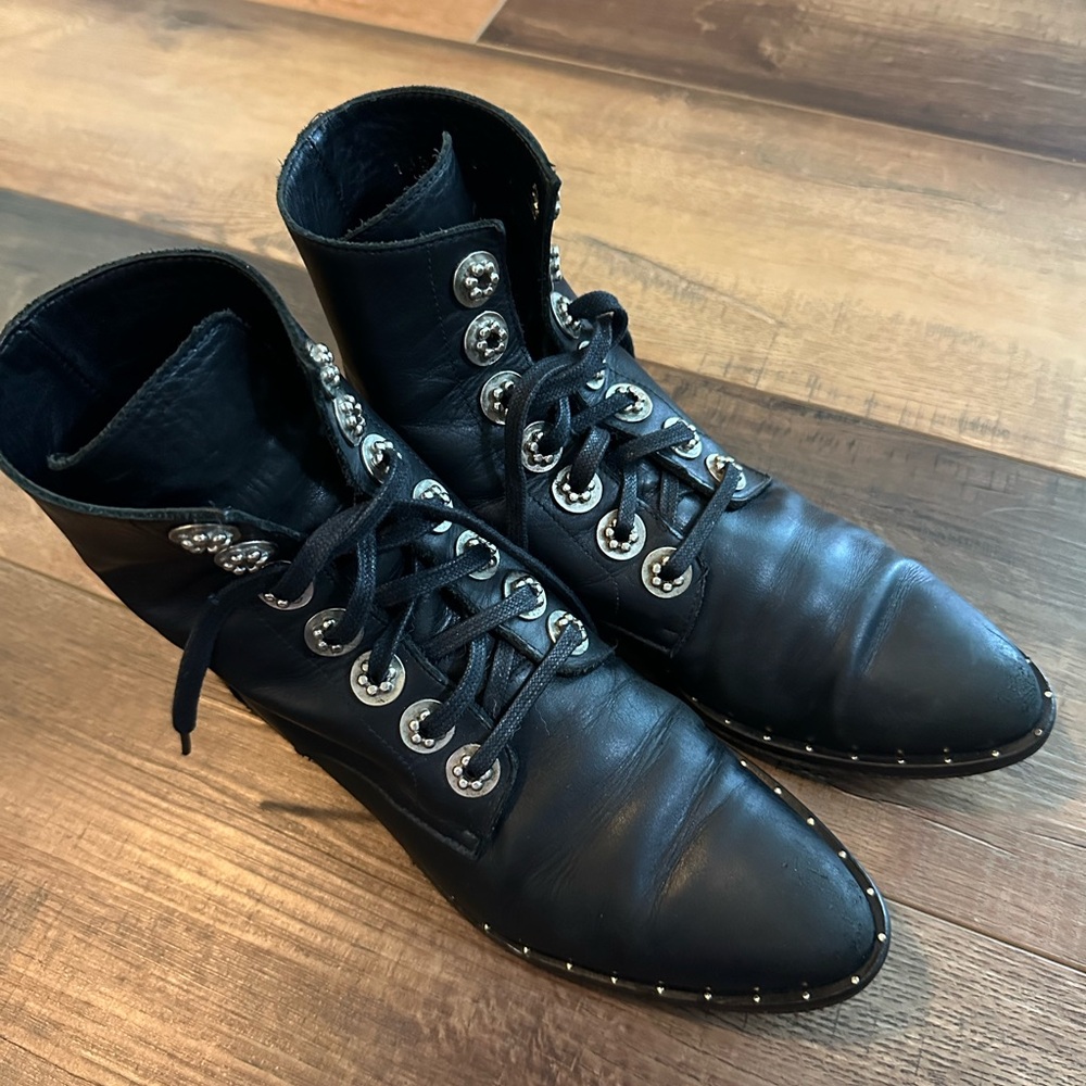 Frēda Salvador RALF Lace Up Combat Boots Size 7 black With silver hardware - Picture 2 of 16
